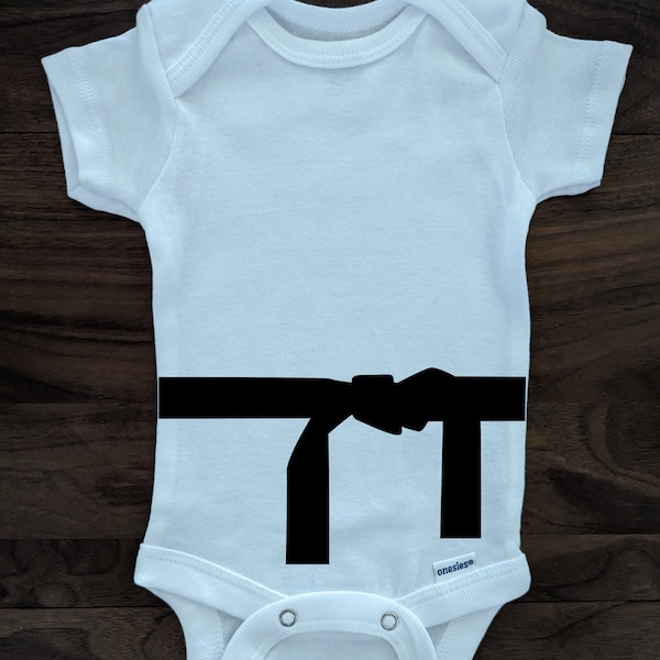 Black Belt Baby Onesie, Martial Arts Infant Bodysuit, Karate Shower Gift, Funny Athletic Take Home Outfit, Taekwondo Birth Reveal Party