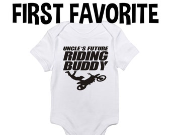 Uncle's Future Motocross Riding Buddy Baby Onesie | MX Dirt Bike Infant Shirt