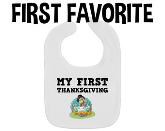 baby/'s first thanksgiving bib adorable my first turkey day baby bib for boy or a girl SNLF-033