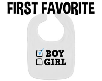 Checkmark Boy Gender Reveal Baby Bib | Male Feeding And Dribble