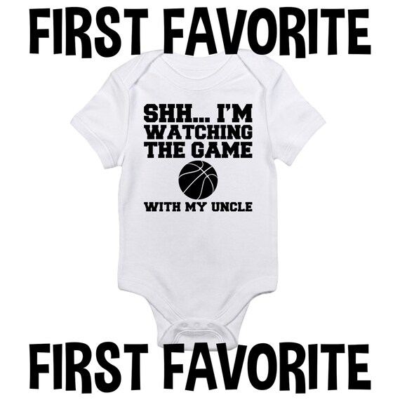 Basketball With Uncle Baby Onesie Shirt Shower Gift Newborn Clothes Gerber