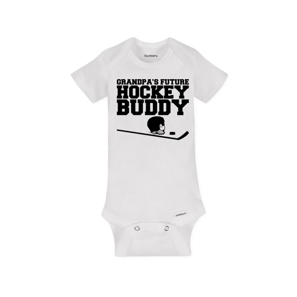 Hockey Grandpa Baby Onesie, Grandfather Sports Pregnancy Announcement Present, Athletic Grandad Infant Bodysuit - Sustainable Organic Cotton