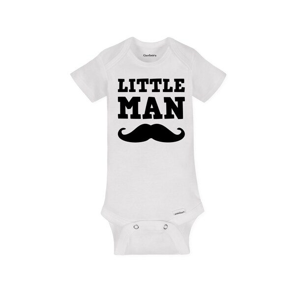 Little Man Baby Onesie, Funny Mustache Boy Infant Bodysuit, Facial Hair Young Male Child Newborn Outfit - Sustainable Organic Cotton