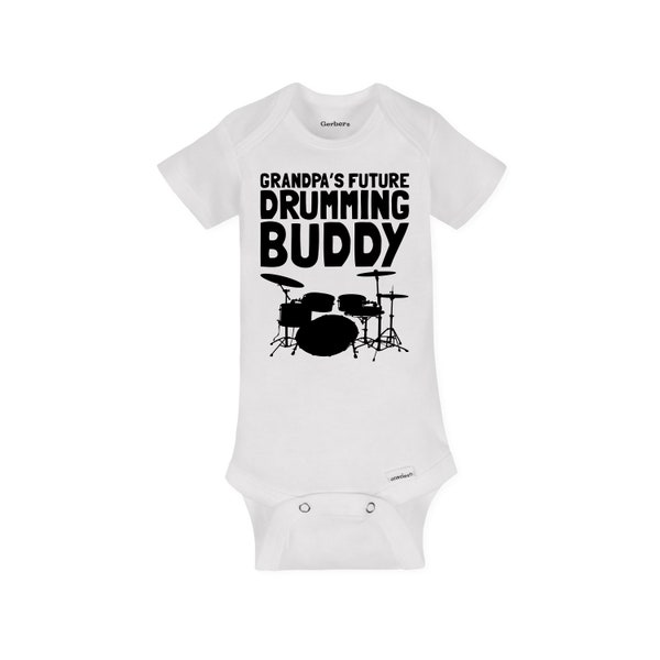 Drummer Grandfather Baby Onesie, Grandpa's Future Drumming Buddy - Sustainable Organic Cotton