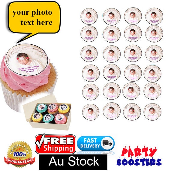 30 Personalised Cake Cupcake Toppers Edible Image Wafer Etsy Australia