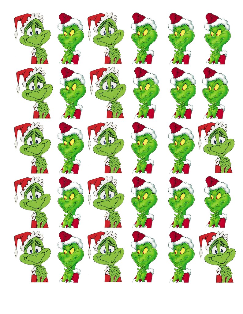 30 Pieces the Grinch Christmas Cake Cupcake Toppers Edible Etsy