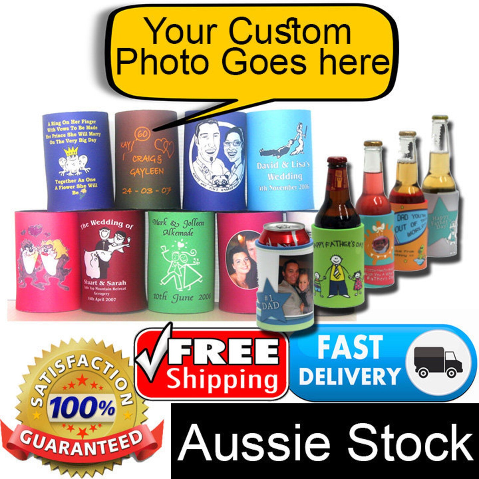 Personalised Stubby Cooler Holder Beer Christmas Father's Etsy