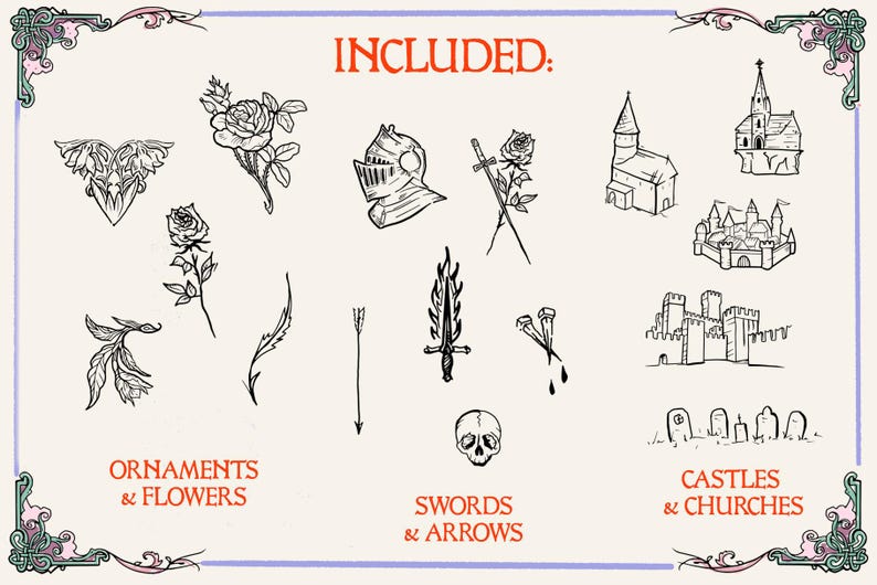 Church Sword R Design Medieval Illustration Graphic Bundle - Etsy