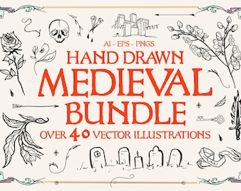 Paquete gráfico de ilustración medieval