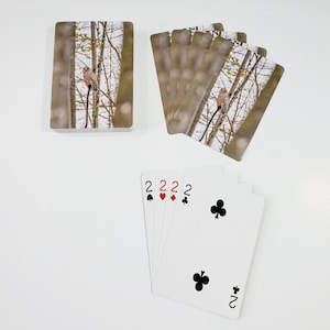 アメリカフクロウの写真デッキ | カスタムバードウォッチングトランプ | 野生動物ギフト | 自然愛好家へのユニークなギフト