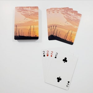 Baraja de cartas Coastal North Carolina Sunset / Naipes de playa personalizados / Regalo único para los amantes de la playa / Noche de juegos familiares