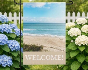 Personalized Garden Flag | Emerald Isle Beach Photo Banner Garden & House Banner | Coastal Outdoor Sign