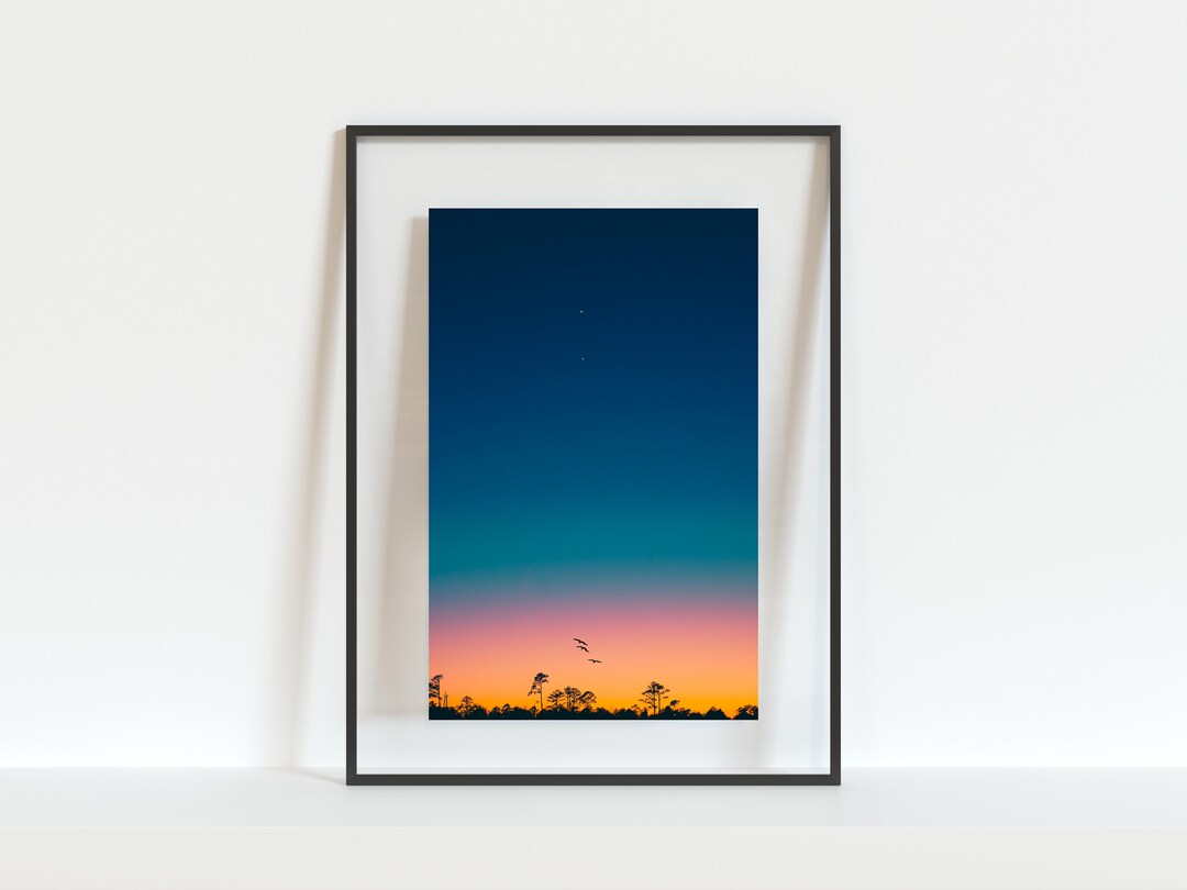 Navy Blue Wall Art North Carolina Coastal Sunset Art Print Modern
