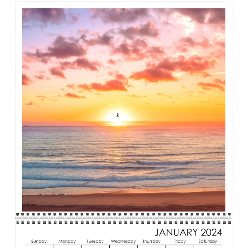 2024 Wall Calendar Coastal Calendar Beach Calendar Minimalist Calendar