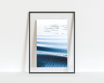 Stampa artistica con onde oceaniche blu / Decorazione costiera della Carolina del Nord
