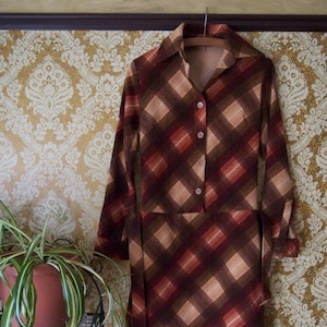 Vintage 1960s Drop Waist Shirt Dress