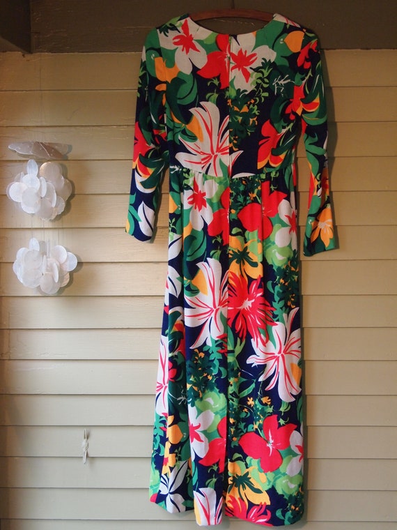 Vintage 1970s Tropical Pattern Maxi Dress - image 2