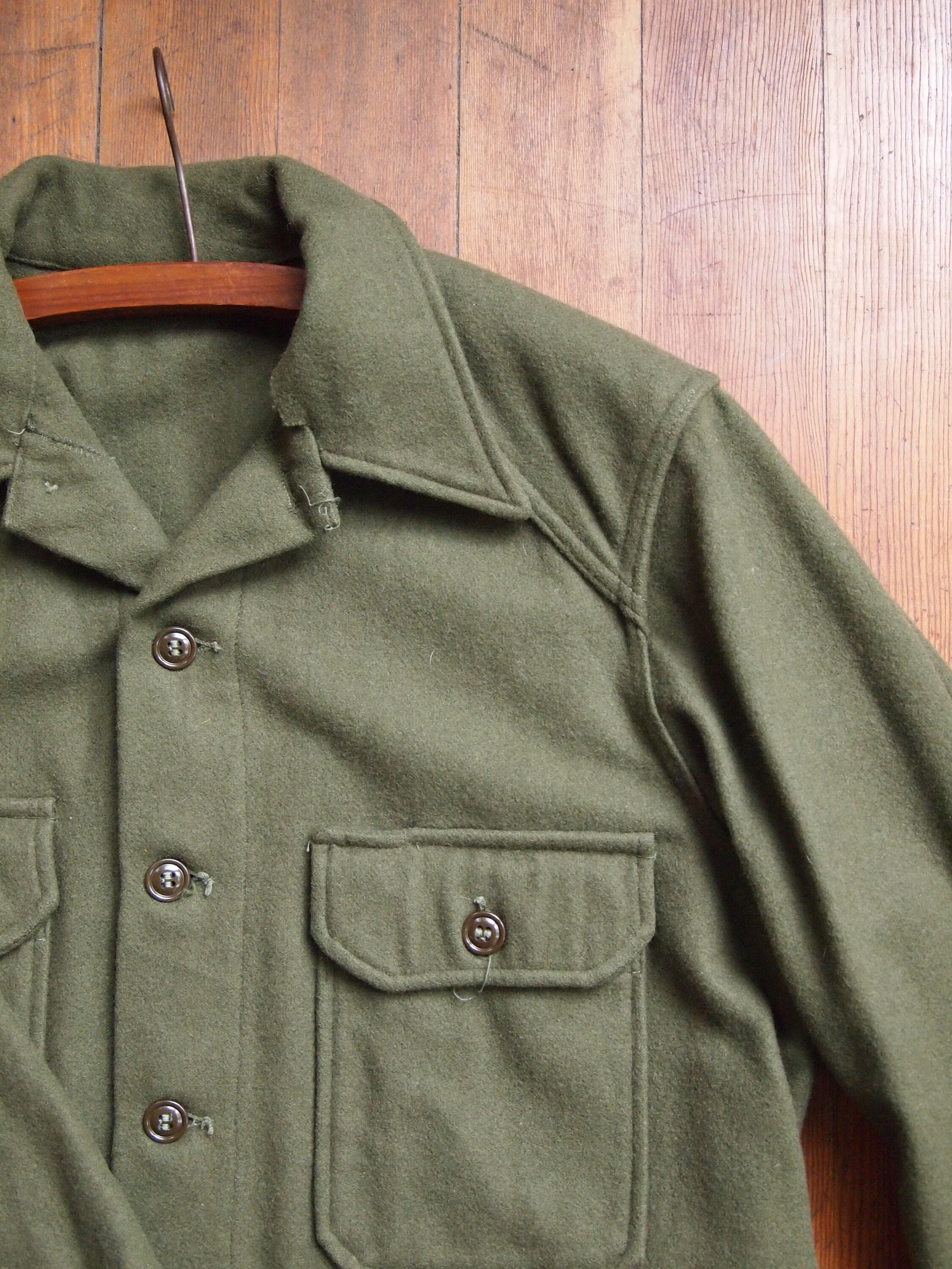 Buy Vintage 1940s Two Pocket Button Down Wool Shirt Online in 