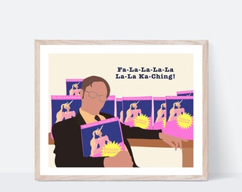 May include: Illustration of a man in a suit holding a book titled "Princess Unicorn." The image features the text "Fa-La-La-La-La La-La Ka-Ching!" and several copies of the book on a shelf. The background is a light beige.