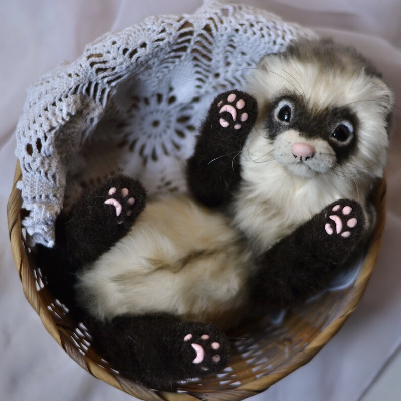 Teddy Ferret Toffee. Made to order. Realistic toy. OOAK art Etsy