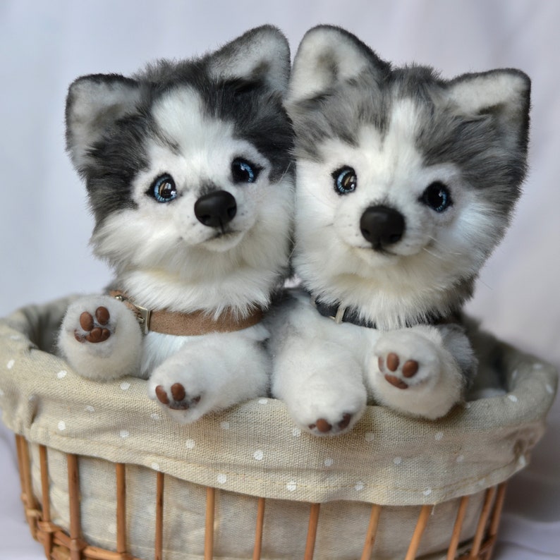 Made to order Ooak dog puppy OOAK art doll animal handmade plush ooak gift cute home decor doll Realistic toy Husky for example