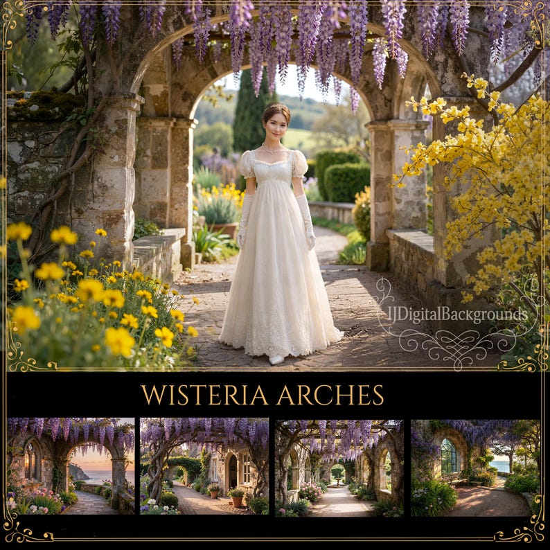 Victorian Regency Garden Arch Background Set – Digital Backgrounds for ...
