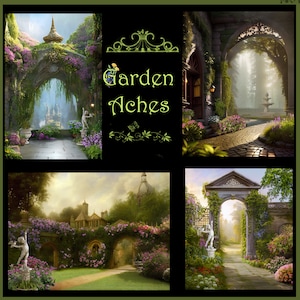Garden Arches, Digital background, backdrop, for photographers, fantasy, photoshop, composite