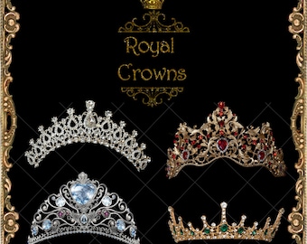 Royal Princess Crown and Tiara Overlays, girls fantasy png clip art for Photographers Props and Photoshop Composites, digital download