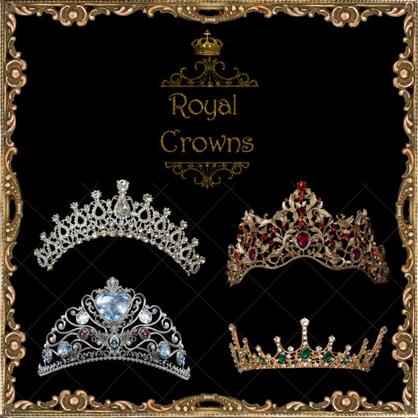 Royal Princess Crown and Tiara Overlays, girls fantasy png clip art for Photographers Props and Photoshop Composites, digital download