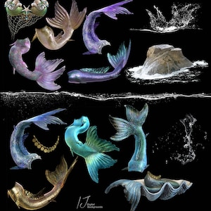 Mermaid tails, Meerjungfrau BH, Meerjungfrau Rock, Wasserspritzer, Schwanz Overlay, Fotobearbeitung, Digitalfotografie, Photoshop Overlay, Clipart