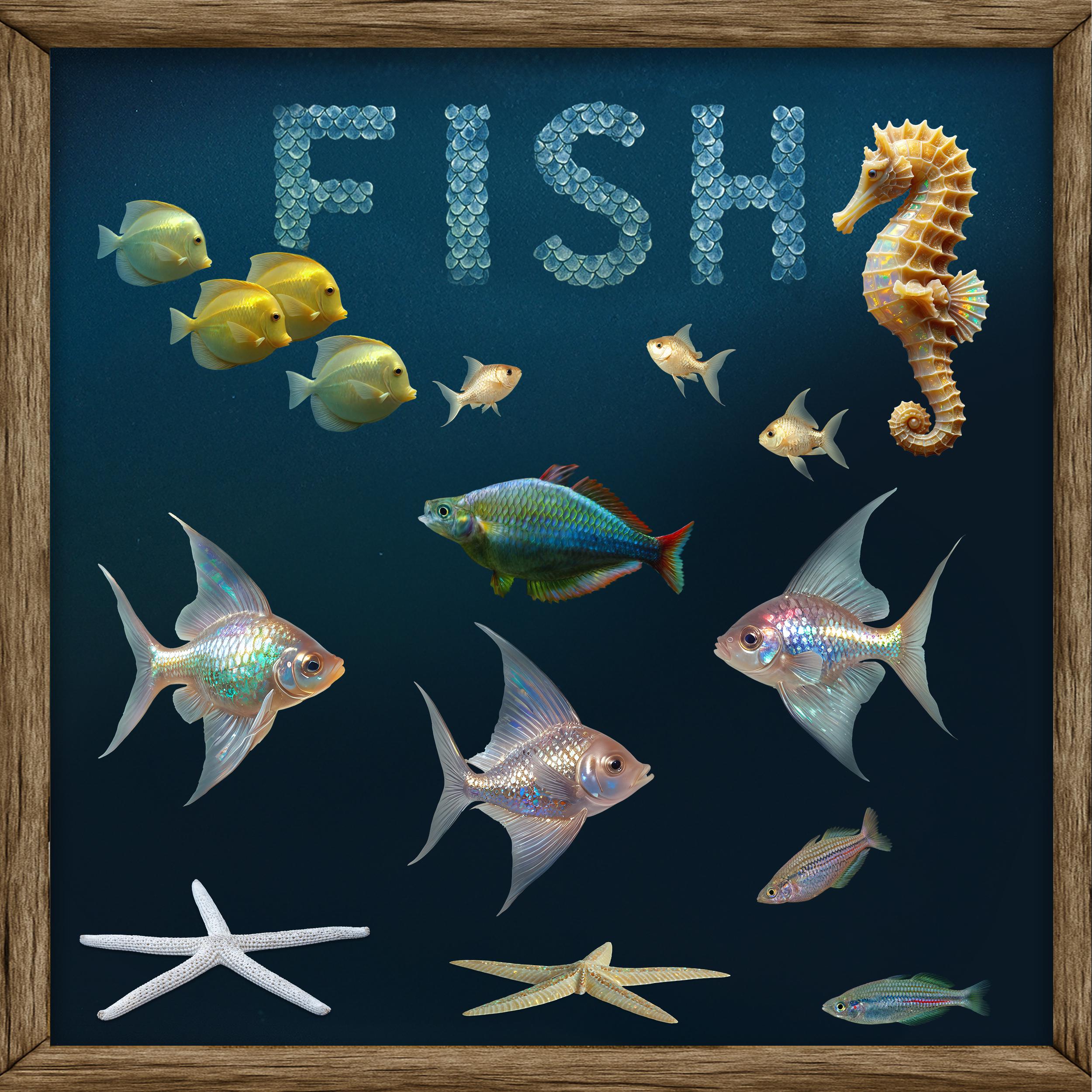 sea-creatures-birds-png-kit-tropical-fish-turtle-pelican-and