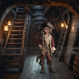 Pirates Below Deck Pirate Ship, Boys Fatasy Digital Background for Photogtaphy Portraits, Composite edits, Pintable,