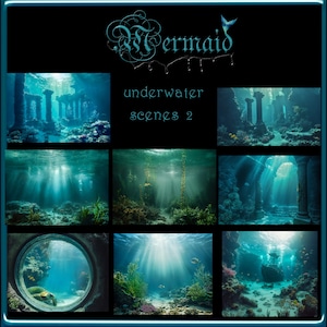 Pacchetto sirena: scene sottomarine, Atlanta, sfondi fantasy di naufragi per fotografi e designer, download digitali, stampabili