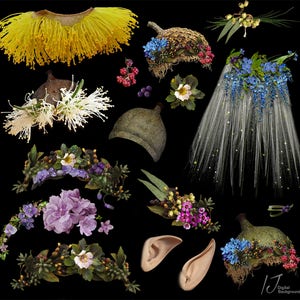 Fairy overlays, wings,wand ,dress,fairy hat, headbands,ears,berries,flowers,children,composite,photography