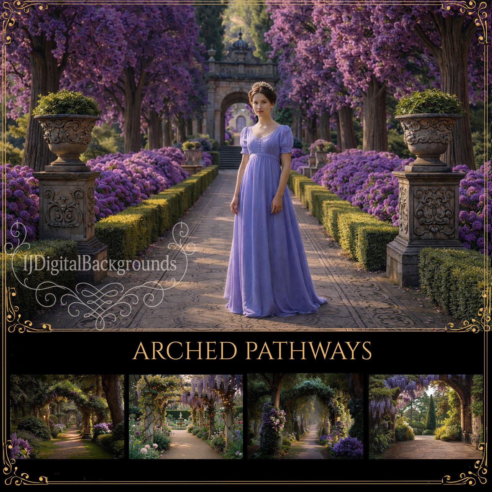 Victorian Regency Garden Arch Background Set – Digital Backgrounds for ...