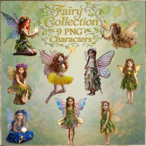 Fairy PNG Overlays, 9 Fantasy Characters, Transparent PNGs for Photo Composites, Digital Art & Photography Props