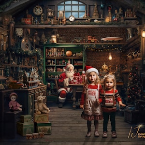 Christmas background, Santa&#39;s workshop, printable background, for photographers and compositors, children&#39;s