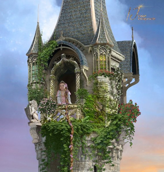Rapunzel Children's Fantasy Digital Background (Instant Download) - Etsy