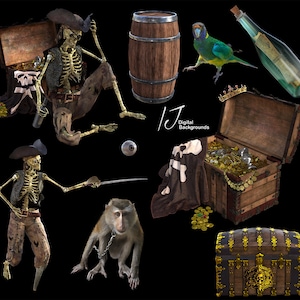 Aventure de pirates Superposez des fichiers png, des coffres au trésor, des cartes de pirates et plus encore, pour les photographes et composez des images clipart.