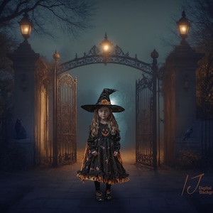 Halloween Spooky Gate Digital Background for Studio Photography and Photoshop Composites, kids fantasy Downloadable Print