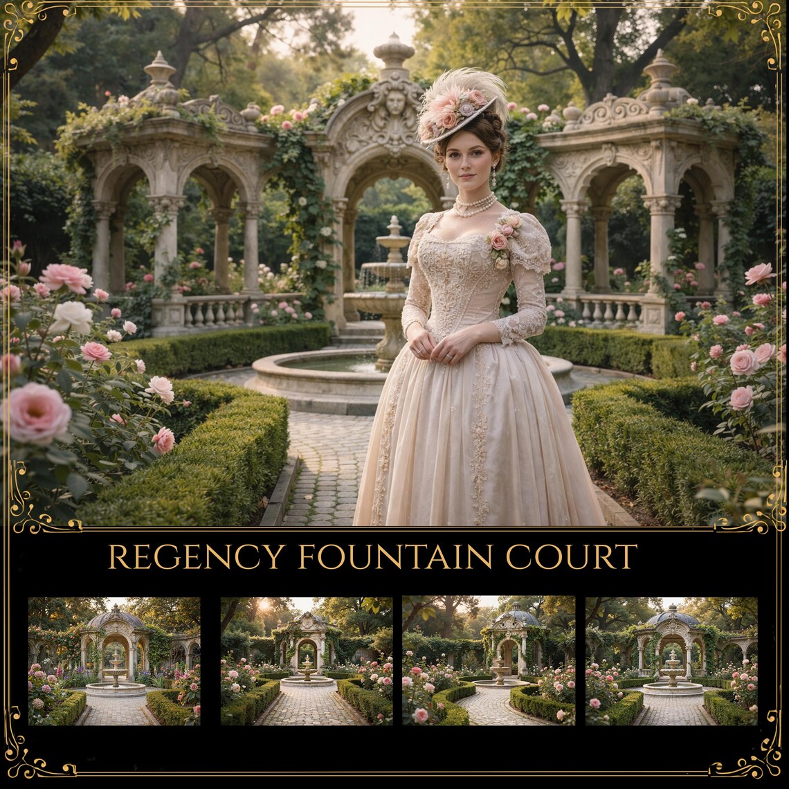 Victorian Regency Garden Arch Background Set – Digital Backgrounds for ...
