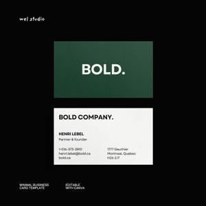 Minimalist Business Card | Print Template | Editable with Canva Free | Professional Business Card | Visiting Card