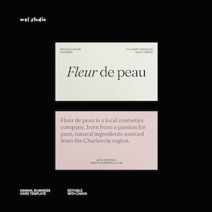 Carte de visite minimaliste | Modèle impression | Modifiable avec Canva Gratuit | Carte de visite professionnelle | Carte de visite
