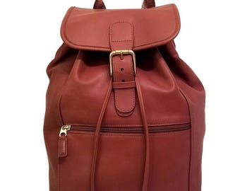 HUGE! Coach Vintage Backpack Drawstring British Tan Brown Leather Bag