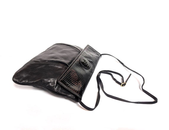 MINT! Fendi Black Stitched Patent Leather Crossbo… - image 4