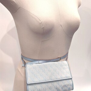 MINT 90s Bottega Veneta Crossbody or Fanny Pack Bag Pastel Blue BV Leather Vintage image 3