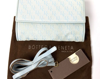 MINT 90s Bottega Veneta Crossbody or Fanny Pack Bag Pastel Blue BV + Leather Vintage