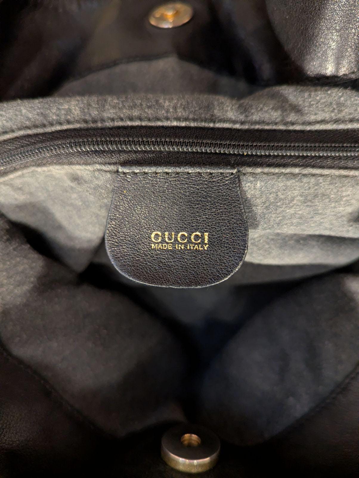 Gucci LARGE 2 Way Bamboo Black Leather Hobo Satchel Tote Bag - Etsy
