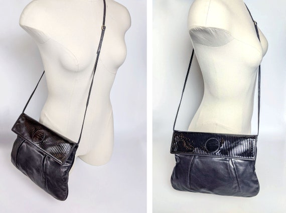 MINT! Fendi Black Stitched Patent Leather Crossbo… - image 2