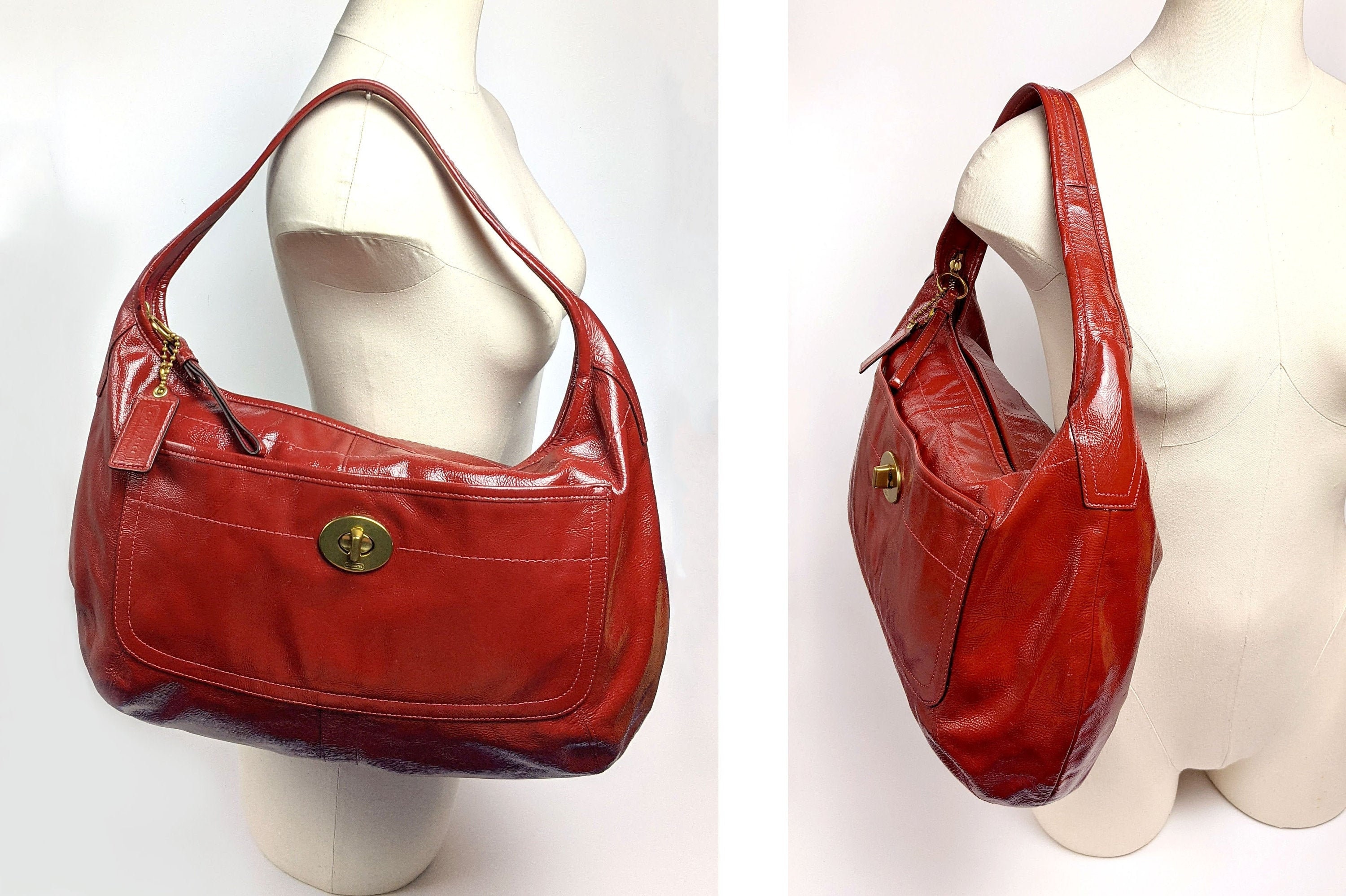 Vintage Coach Red Velvet Leather Ergo Boho Purse USA 6101 RARE Collector  Bag 💥